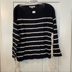 NWT Loft Navy Lace Up Sweater